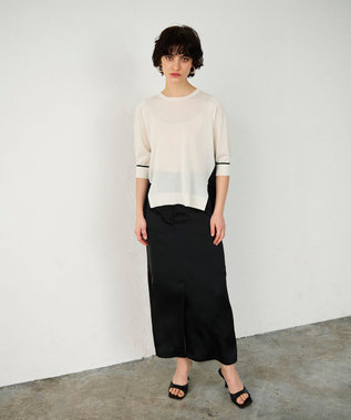 GRACE CONTINENTAL バイカラークルーニットトップ ホワイト