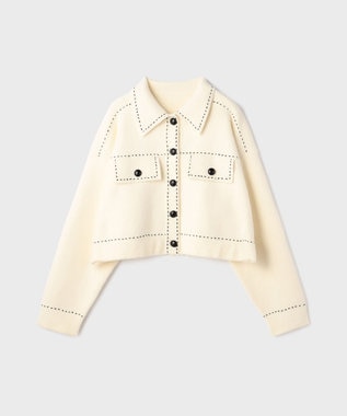 GRACE CONTINENTAL ステッチニットジャケット キナリ