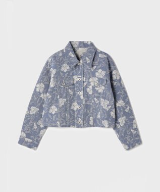 GRACE CONTINENTAL ボタニカルジャガードジャケット ブルー