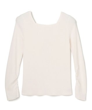 GRACE CONTINENTAL タフタケープ付ニットトップ ホワイト
