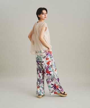 GRACE CONTINENTAL ボタニカルプリントワイドパンツ ベージュ
