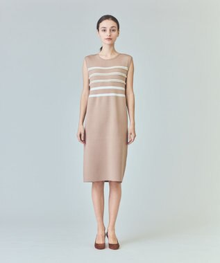 GRACE CONTINENTAL ボーダーパールワンピース キャメル