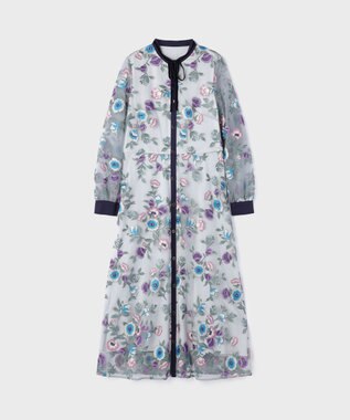 GRACE CONTINENTAL マルチ刺繍フレアワンピース グレー