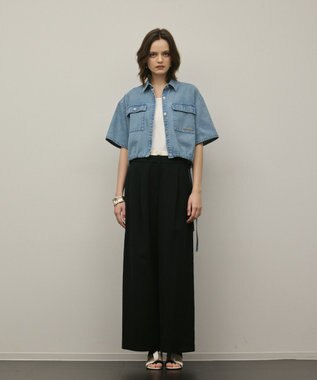 GRACE CONTINENTAL ハーフスリーブデニムシャツ ブルー