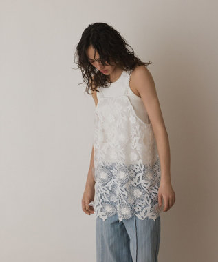 GRACE CONTINENTAL フラワーレースキャミソール ホワイト