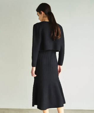 GRACE CONTINENTAL ツイードショートニットカーディガン ブラック