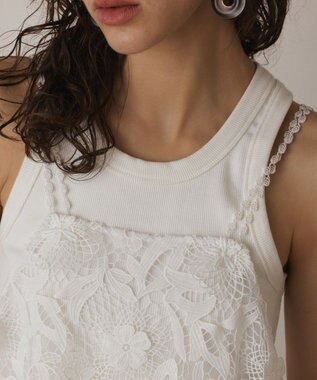 GRACE CONTINENTAL フラワーレースキャミソール ホワイト