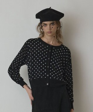 GRACE CONTINENTAL ドットフロッキーニットカーディガン