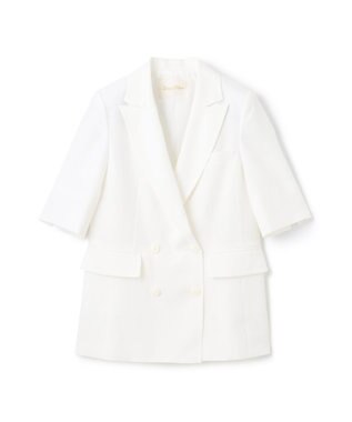 GRACE CONTINENTAL リネンタッチハーフスリーブジャケット ホワイト