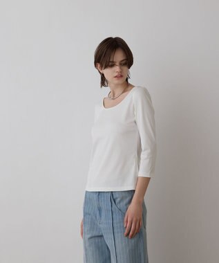 GRACE CONTINENTAL テレコボートネックトップ ホワイト