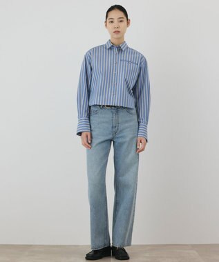 GRACE CONTINENTAL ストライプショートシャツ ブルー