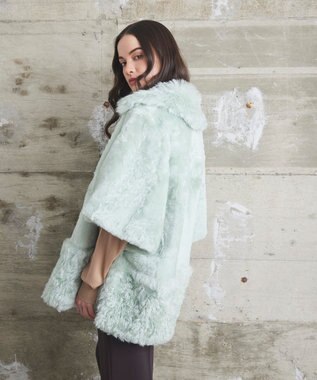 GRACE CONTINENTAL ムートンポンチョコート ライトグリーン