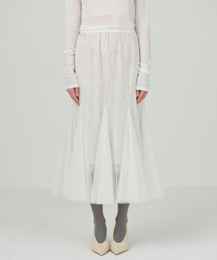 GRACE CONTINENTAL レースレイヤードチュールスカート ホワイト