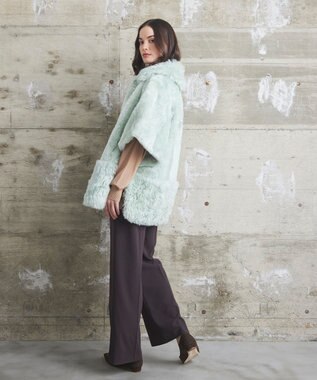 GRACE CONTINENTAL ムートンポンチョコート ライトグリーン