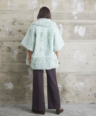 GRACE CONTINENTAL ムートンポンチョコート ライトグリーン