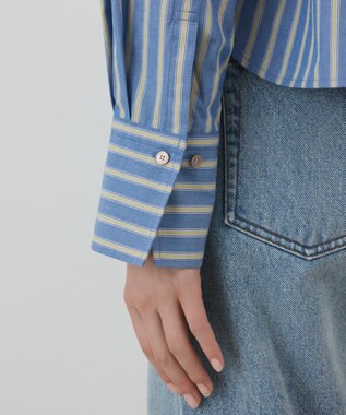 GRACE CONTINENTAL ストライプショートシャツ ブルー