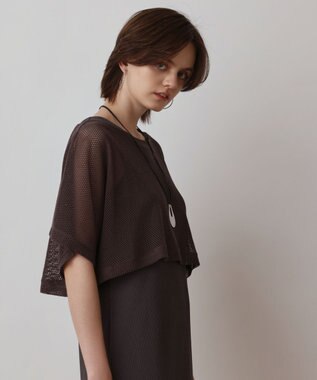 GRACE CONTINENTAL メッシュレイヤードワンピース チャコール