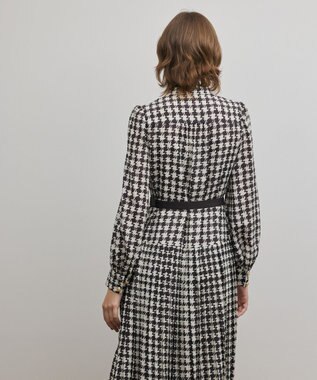 GRACE CONTINENTAL バイカラーチェックプリントワンピース ブラック