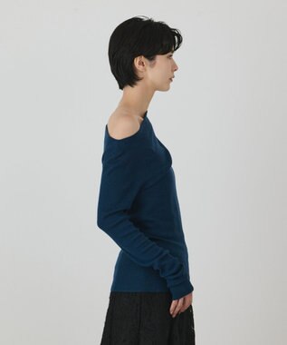 GRACE CONTINENTAL アシメリブニットトップ ブルー