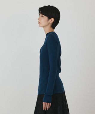 GRACE CONTINENTAL アシメリブニットトップ ブルー