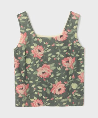 GRACE CONTINENTAL ローズプリントニットトップ ブラック