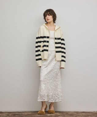 GRACE CONTINENTAL フォルムニットパーカー バイカラー