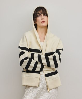 GRACE CONTINENTAL フォルムニットパーカー バイカラー