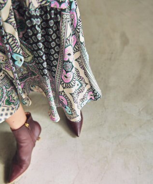 GRACE CONTINENTAL カフタンプリントロングワンピース ベージュ