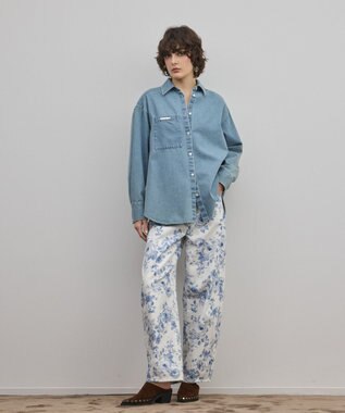 GRACE CONTINENTAL サイド切替バレルパンツ サックス