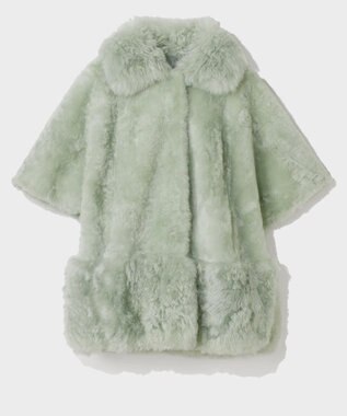 GRACE CONTINENTAL ムートンポンチョコート ライトグリーン