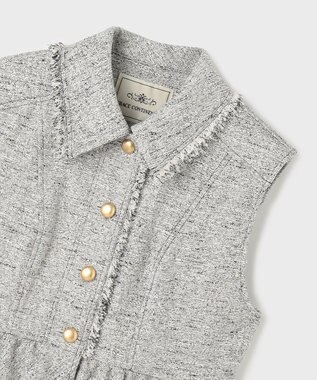 GRACE CONTINENTAL ツイードフリンジジレ グレー