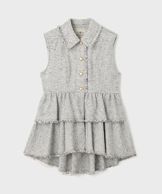 GRACE CONTINENTAL ツイードフリンジジレ グレー