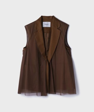 GRACE CONTINENTAL チュールオーバーベスト ブラウン