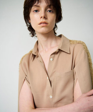 GRACE CONTINENTAL シアーポンチョシャツ キャメル