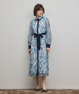 GRACE CONTINENTAL マルチフラワー刺繍フレアワンピース