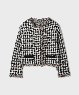 GRACE CONTINENTAL ツイードニットショートカーディガン ブラック