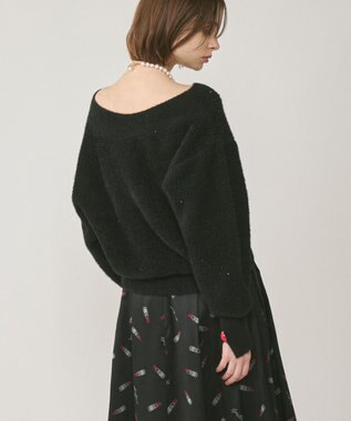 GRACE CONTINENTAL ラメリップニットトップ ブラック