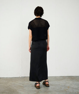 GRACE CONTINENTAL メッシュルーズニットトップ ブラック