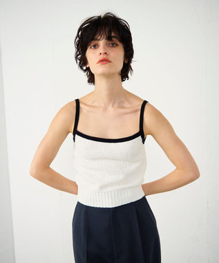 GRACE CONTINENTAL バイカラーニットノースリーブ ホワイト