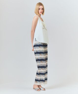 GRACE CONTINENTAL ロープボーダーパンツ ネイビー