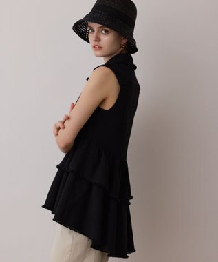 GRACE CONTINENTAL ツイードフリンジジレ ブラック