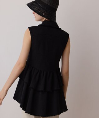 GRACE CONTINENTAL ツイードフリンジジレ ブラック