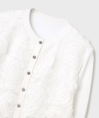 GRACE CONTINENTAL ローズ刺繍ニットカーディガン ホワイト