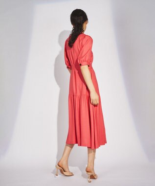 麻調ティアードワンピース, レッド, 36 麻調ティアードワンピース, レッド, 36