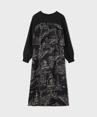 GRACE CONTINENTAL プリントコンビドレス ブラック