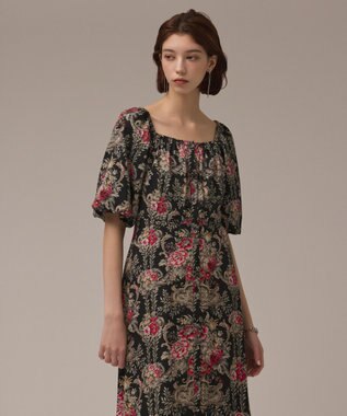 GRACE CONTINENTAL ヴィンテージフラワープリントワンピース ブラック