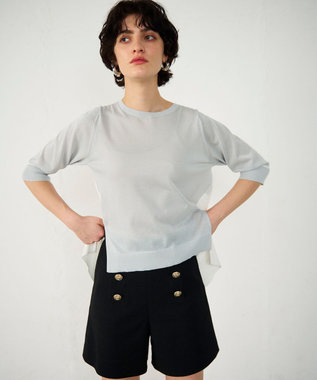 GRACE CONTINENTAL バイカラークルーニットトップ グレー