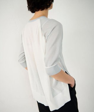 GRACE CONTINENTAL バイカラークルーニットトップ グレー