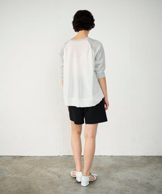 GRACE CONTINENTAL バイカラークルーニットトップ グレー