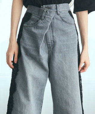 GRACE CONTINENTAL サイドレースデニムパンツ ブラック